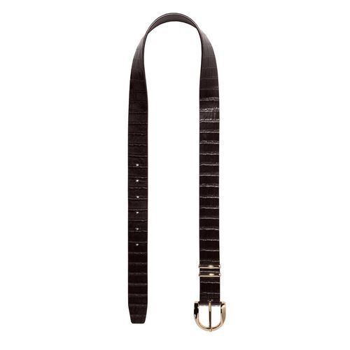 Cue Chocolate Croc Embossed Leather Boyfriend Belt